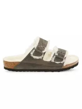 Сандалии из овчины Arizona стандартного кроя Birkenstock, серый