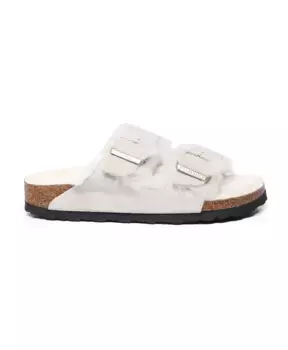 Сандалии из овчины с ремешками антикварного белого цвета Birkenstock, белый