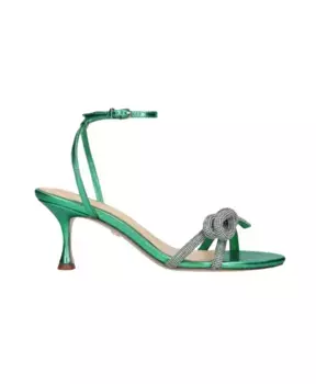 Сандалии из переливающейся кожи с драгоценными камнями Lola Cruz, зеленый