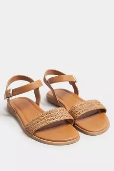 Сандалии из рафии на очень широкую ногу Yours, коричневый