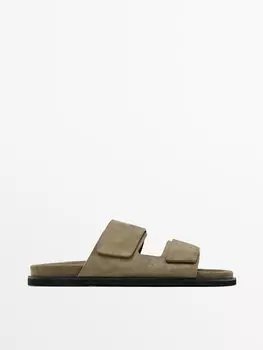 Сандалии из разделенной замши Massimo Dutti, желтый