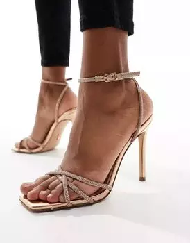Сандалии из розового золота с декорированными ремешками Steve Madden Slayed