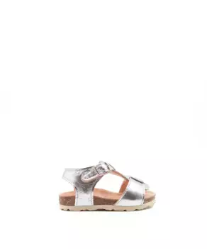 Сандалии из серебристой кожи для маленьких девочек CASTELL MENORCA, серебрянный
