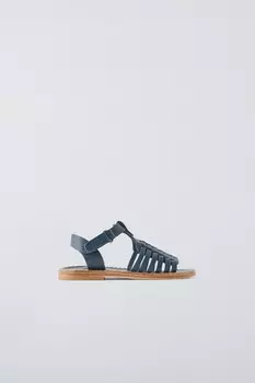 Сандалии из тканой кожи ZARA, синий