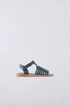 Сандалии из тканой кожи ZARA, синий