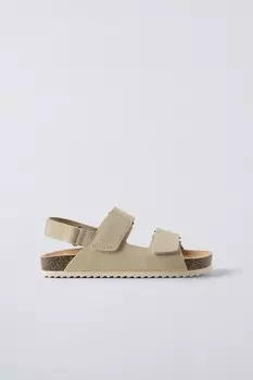 Сандалии из замшевой кожи ZARA, бежевый