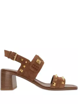 Сандалии из замши Plaster Caster 60 мм с заклепками Valentino Garavani, коричневый