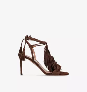 Сандалии из замши с бахромой Gytane 85 Aquazzura, коричневый