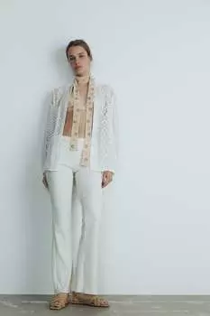 Сандалии из замши с разрезами ZARA, песочно-коричневый