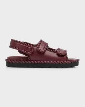 Сандалии Jack с кожаной оплеткой и двумя ремешками Bottega Veneta, цвет Barolo