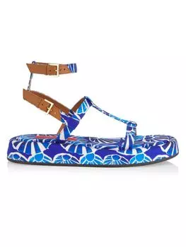 Сандалии Jazzy с ремешком на щиколотке с принтом La Doublej, темно-синий