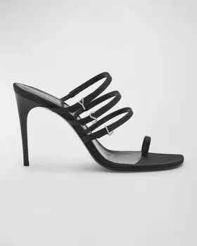 Сандалии Jerry Silk YSL с кольцом на носке Saint Laurent, цвет Black