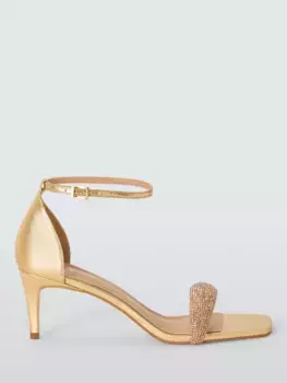 Сандалии John Lewis Moonflower Leather Tubular Diamante Occasion, золотой