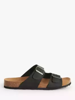 Сандалии John Lewis Two Strap Footbed Leather, черный