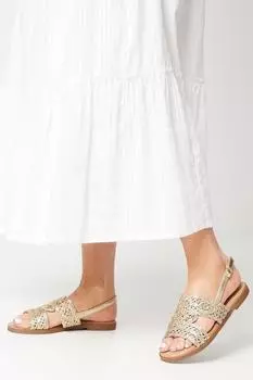 Сандалии Juli Comfort на плоской подошве с крючком и пяткой на пятке Wallis, золото