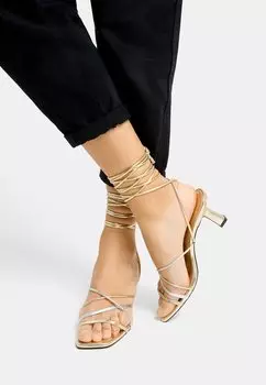 Сандалии Kitten Heel Bershka, золотой