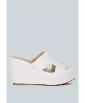 Сандалии-клин Renier с жемчужными деталями из сатина London Rag, белый