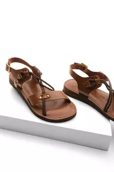Сандалии - Коричневые - На плоской подошве Marjin, коричневый
