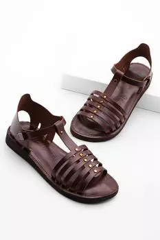 Сандалии - Коричневые - На плоской подошве Marjin, коричневый