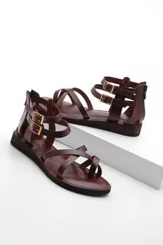 Сандалии - Коричневые - На плоской подошве Marjin, коричневый