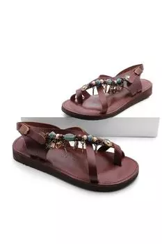 Сандалии - Коричневые - На плоской подошве Marjin, коричневый