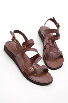 Сандалии - Коричневые - На плоской подошве Marjin, коричневый