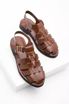 Сандалии - Коричневые - На плоской подошве Marjin, коричневый