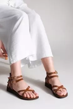 Сандалии - Коричневые - На плоской подошве Marjin, коричневый