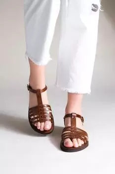 Сандалии - Коричневые - На плоской подошве Marjin, коричневый