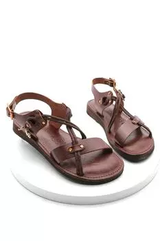 Сандалии - Коричневые - На плоской подошве Marjin, коричневый