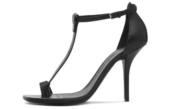 Сандалии кожаные Burberry на шпильке, черный