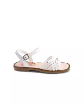 Сандалии кожаные для девочек с пряжкой Pablosky, белый