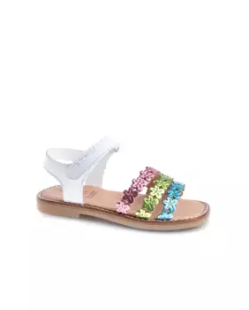 Сандалии кожаные для девочек с застежкой-липучкой Pablosky, белый