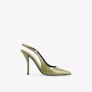 Сандалии кожаные Gucci на двух ремешках, зеленый