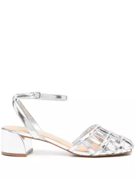 Сандалии кожаные на блочном каблуке высотой 50 мм CARRANO, серебряный