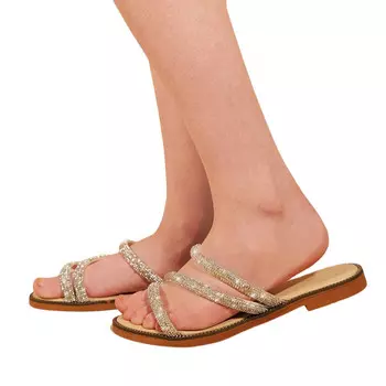 Сандалии купальные "рейн" с отделкой стразами экокожа Where'S That From, бежевый