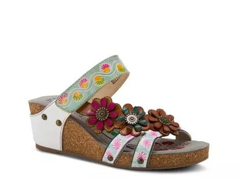 Сандалии L'Artiste by Spring Step Delight на танкетке, белый мультиколор