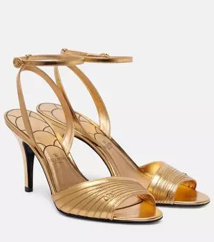 Сандалии Ladycrush из металлизированной кожи Valentino Garavani, Antique Brass Light