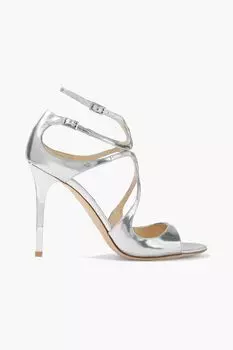 Сандалии Lang 100 из зеркальной кожи с вырезом JIMMY CHOO, серебряный