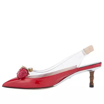 Сандалии large strawberry logo mid-top fashion high heels red sandals Gucci, красный