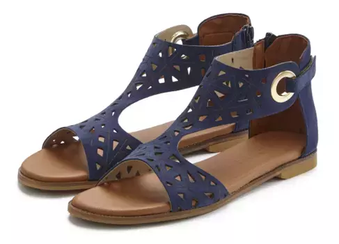 Сандалии LASCANA, сандалии, летняя обувь из качественной кожи с вырезами, синий