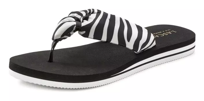 Сандалии LASCANA T-Bar Sandals Strandpanto, черный/белый