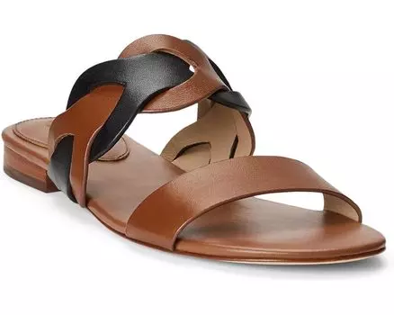Сандалии LAUREN Ralph Lauren Edyth Leather Sandal, цвет Deep Saddle Tan/Black