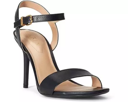 Сандалии LAUREN Ralph Lauren Gwen Burnished Leather Sandal, черный