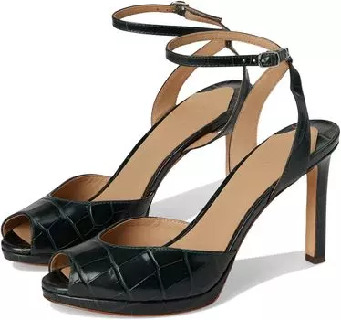 Сандалии Lauren Ralph Lauren Kyla Crocodile-Embossed Leather Sandals, цвет Dark Pine