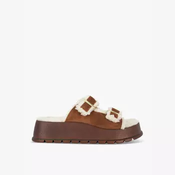 Сандалии Lazio из замши с пряжками и подкладкой из овчины Dune, коричневый