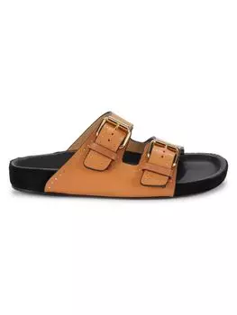 Сандалии Lennyo из кожи и замши с двумя пряжками Isabel Marant, цвет Tan