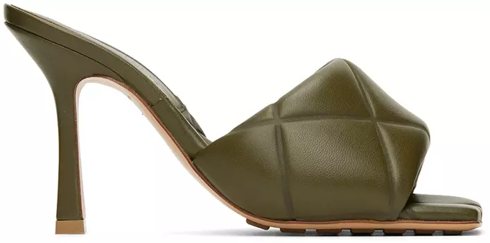 Сандалии Lido цвета хаки на каблуке Bottega Veneta