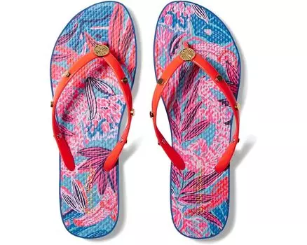 Сандалии Lilly Pulitzer Embellished Pool Flip-Flop, цвет Ruby Red Wild Times Shoe