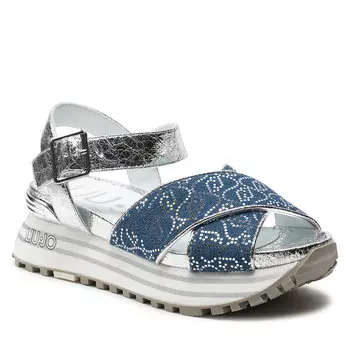 Сандалии Liu Jo Maxi Wonder 11 BA4105 EX259 Silver/Denim S3254, серебристый/темно-синий